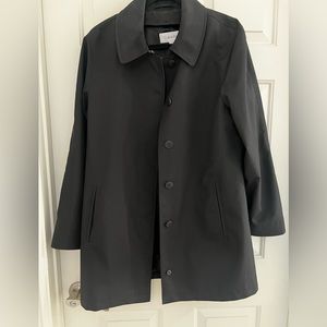 CALVIN KLEIN Black Trench Rain coat with removable wool lining sz 10